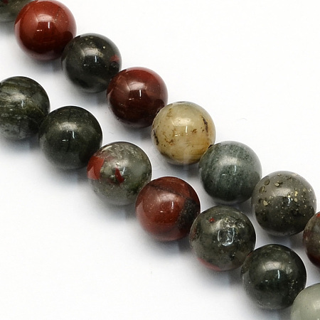 Natural African Bloodstone Beads Strands X-G-S184-8mm-1