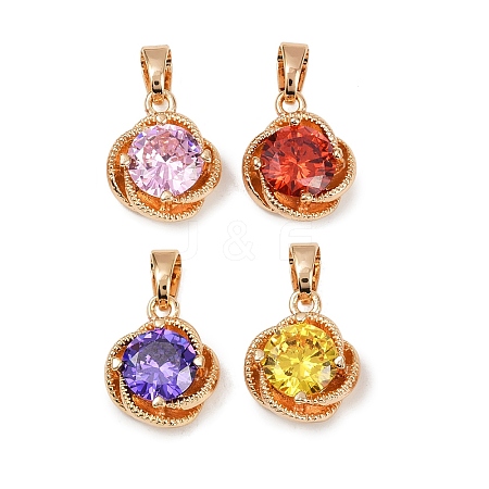Brass Pave Cubic Zirconia Pendants KK-E795-26KCG-01-1