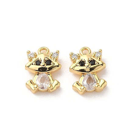Brass Micro Pave Cubic Zirconia Charms KK-D504-18G-1