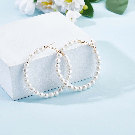 Shell Pearl Beaded Big Hoop Earrings JE989A-1