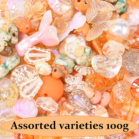 100G 10 Styles Transparent Acrylic Beads OACR-YW0002-65C-1