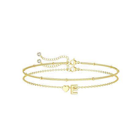 2Pcs 2 Styles Brass Beaded Bracelets & Satellite Chains Bracelets for Women FS-WG4A116-04-1