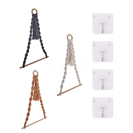 Crafans 3 Sets 3 Colors Toilet Wall Hanging Hand-Woven Rope Holder HJEW-CF0001-06-1