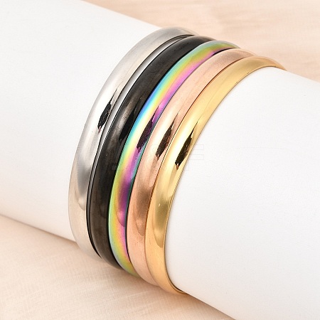 304 Stainless Steel Plain Bangles for Women Men BJEW-Z167-01M-03-1