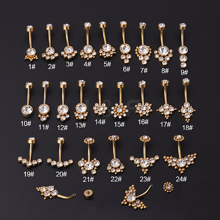 316L Surgical Stainless Steel Rhinestone Belly Rings WG7077C-01-1