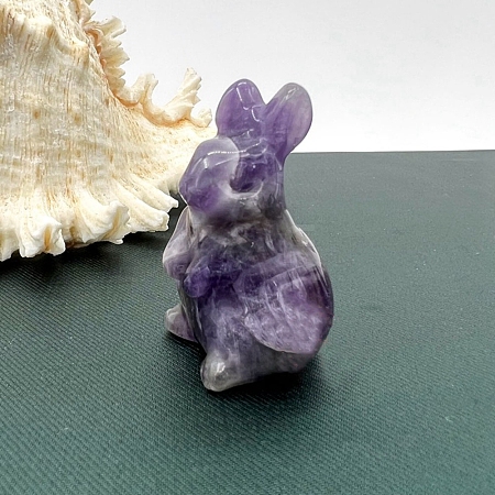 Natural Amethyst Carved Healing Rabbit Figurines PW-WG98684-01-1