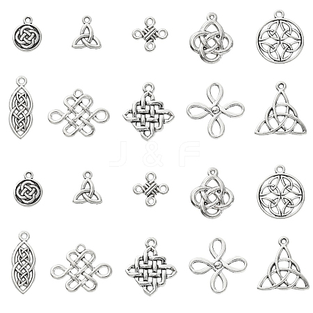 100Pcs 10 Styles Tibetan Style Alloy Pendants TIBEP-CJ0002-45-1