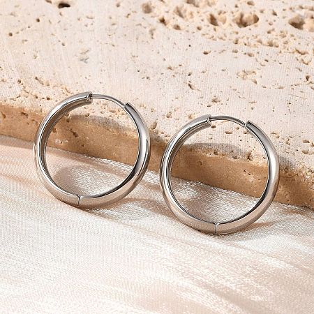 201 Stainless Steel Hoop Earrings LS-EJEW-P304-15A-P-1