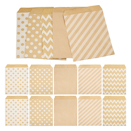 50Pcs 5 Styles Kraft Paper Bags CARB-TA0001-06-1