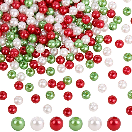 1500Pcs 3 Colors ABS Plastic Imitation Pearl Round Beads MACR-HY0001-20-1