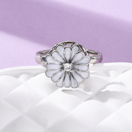 Brass Micro Pave Cubic Zirconia Rotating Finger Rings RJEW-S636-04P-1