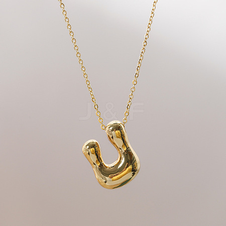 Brass Chunky Initial Pendant Necklaces WG97A63-21-1