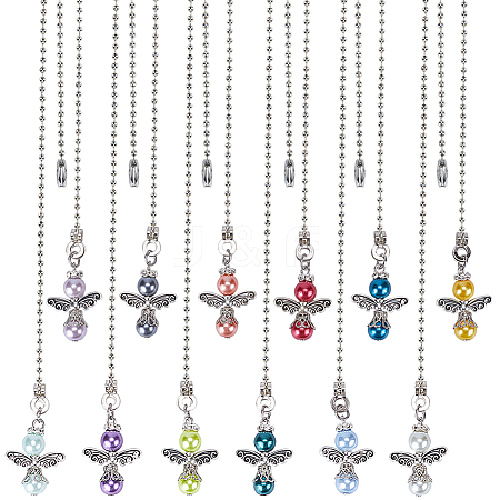 Pearlized Glass & Tibetan Style Alloy Ceiling Fan Pull Chain Extenders AJEW-AB00130-1