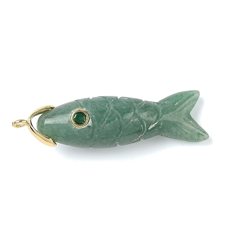 Natural Green Aventurine Carved Pendants X-G-P599-07G-06-1
