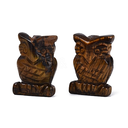 Natural Tiger Eye Owl Figurine DJEW-N005-05A-1
