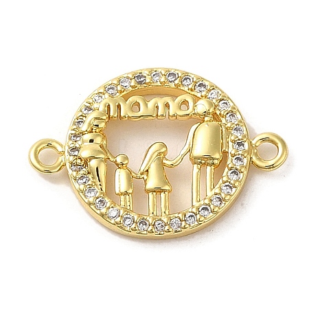 Brass Micro Pave Clear Cubic Zirconia Mama Connector Charms FIND-Z041-12C-1