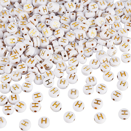 500Pcs Plating Acrylic Beads PACR-TADJ0001-01H-1