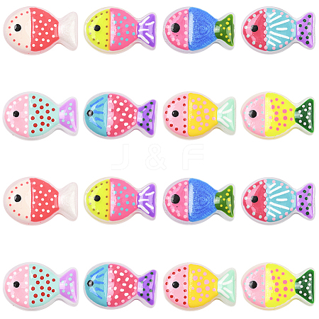 16Pcs 8 Colors Painted Glass Beads LAMP-PA0001-38-1