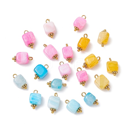 Dyed Natural Agate Cube Charms PALLOY-JF03963-1