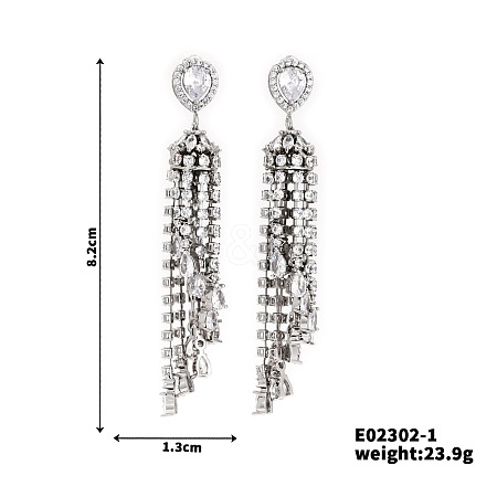 Fashionable Shiny Elegant Women's Stud Earrings withl Rhinestones and Tassels AK3699-1