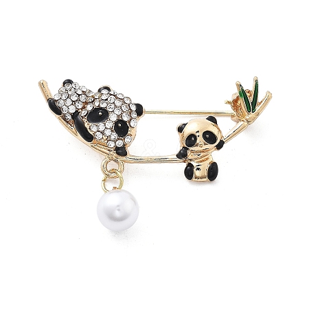 Double Panda Alloy Enamel Brooch JEWB-C037-16G-1