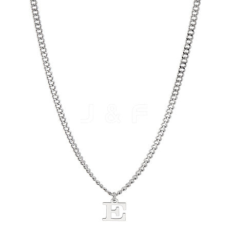 1Pc 304 Stainless Steel Letter Pendant Necklaces NJEW-LP0001-33E-P-1