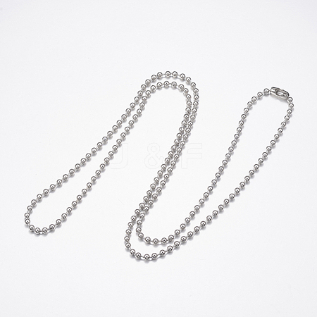 304 Stainless Steel Necklaces NJEW-G307-03-3mm-P-1