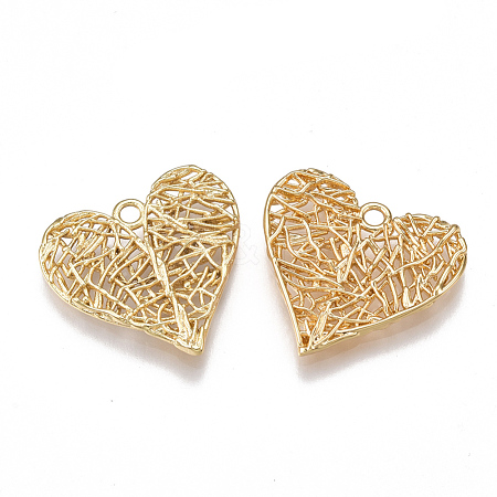 Brass Filigree Pendants X-KK-T038-25G-1
