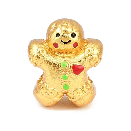 Christams Brass Enamel European Beads KK-F922-03E-G-1