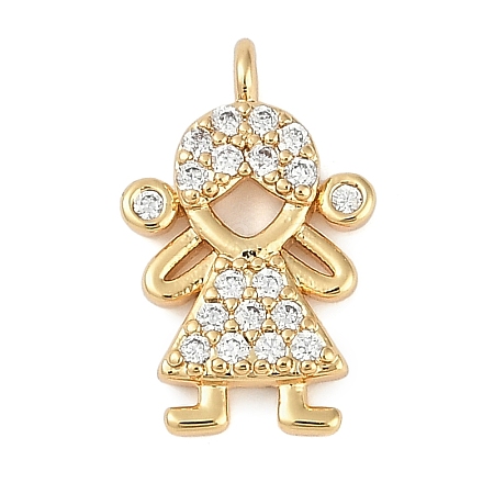 Rack Plating Brass Micro Pave Cubic Zirconia Pendants KK-H509-37G-1