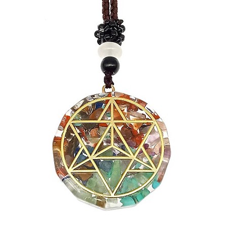 Orgonite Chakra Natural & Synthetic Mixed Stone Pendant Necklaces PZ4674-18-1