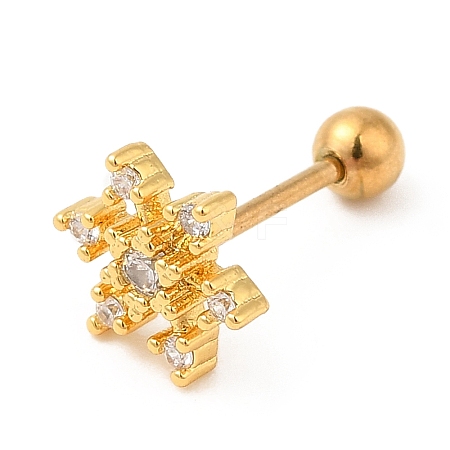 Brass Micro Pave Clear Cubic Zirconia Stud Earrings LS-EJEW-L265-06G-1