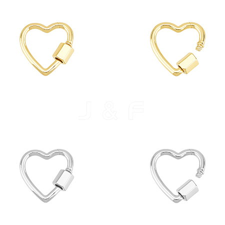 4Pcs 2 Colors Brass Screw Carabiner Lock Charms KK-UN0001-99-1