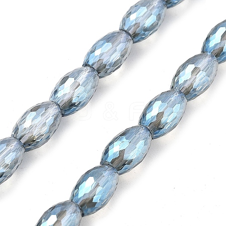 Electroplate Transparent Glass Beads Strands EGLA-M032-02A-PL02-1