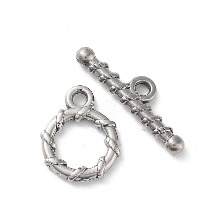 304 Stainless Steel Ring Toggle Clasps STAS-A092-09D-P-1
