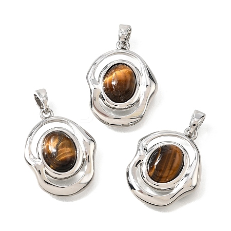 Natural Tiger Eye Pendants KK-N289-01P-1