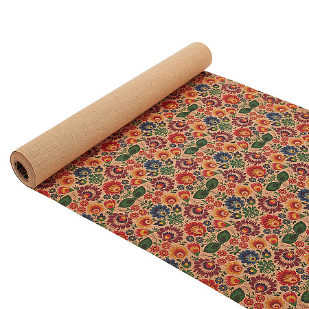 Flower Pattern Cork Wood Craft Fabric DIY-WH0588-67-1