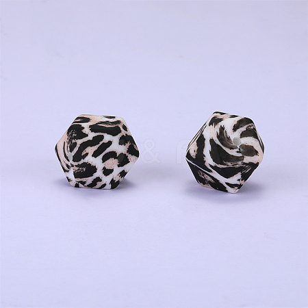 Colorful Pattern Printed Silicone Beads SI-JX0022A-01-1