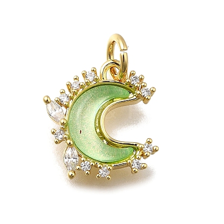 Brass Micro Pave Clear Cubic Zirconia with Glass Charms X1-KK-G525-06G-04-1