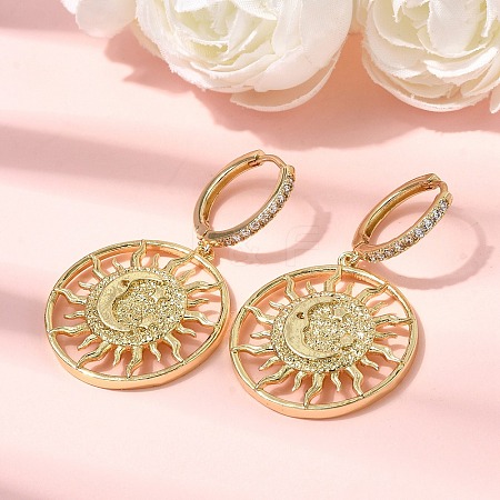 Sun Brass Hoop Earrings EJEW-H180-30B-G-1