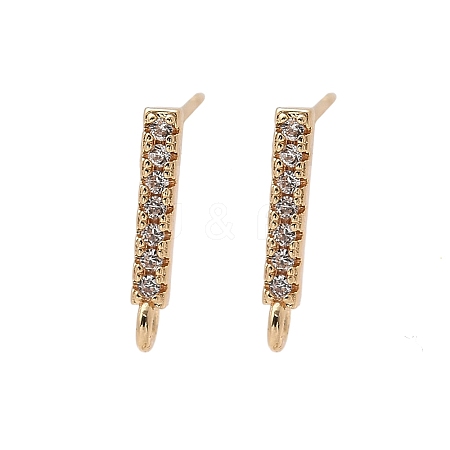 Brass Clear Cubic Zirconia Stud Earrings Finding for Women KK-A244-10C-G-1