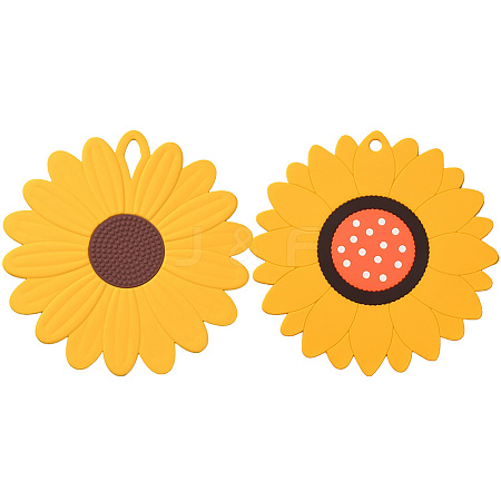 2Pcs 2 Style Flower Silicone Hot Pads AJEW-GF0011-17A-1
