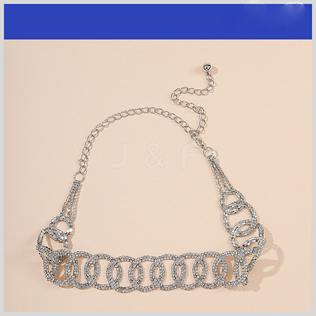 Alloy Crystal Rhinestone Ring Link Waist Belly Chains for Women FS-WGB7078-02-1
