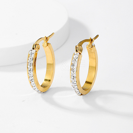 Elegant Geometric Oval Stainless Steel Hoop Earrings KG0792-1