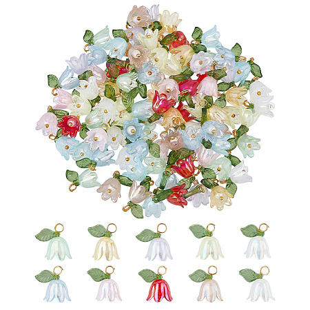 100Pcs 10 Colors Acrylic Charms PALLOY-HY00046-1