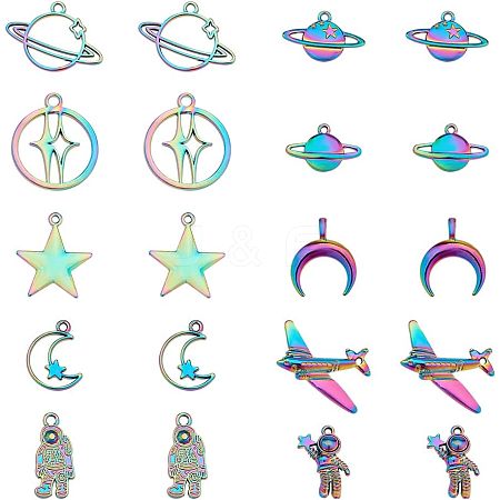 CHGCRAFT 20Pcs 10 Style Space Theme Alloy Pendants FIND-CA0005-83-1