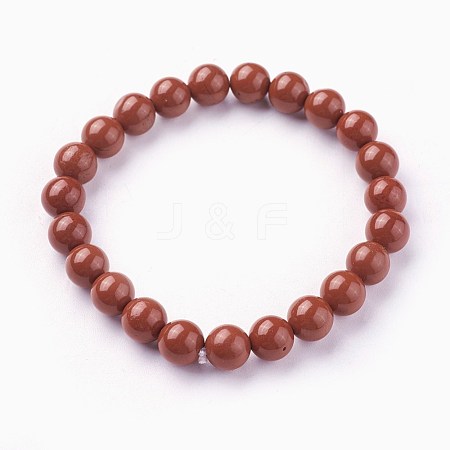 Natural Red Jasper Beads Stretch Bracelets BJEW-F380-01-B02-1