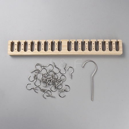 Rectangle Wood Belt Storage Rack AJEW-WH0561-72-1