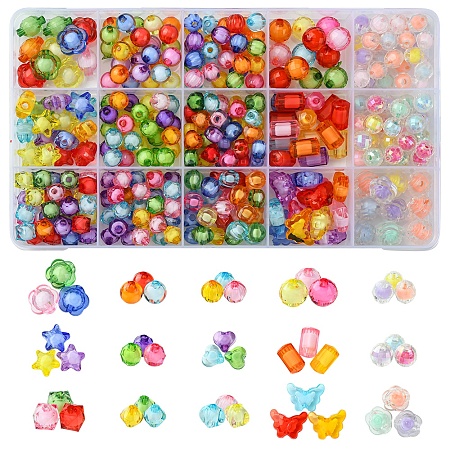 15 Styles Transparent Acrylic Beads TACR-FS0001-49-1