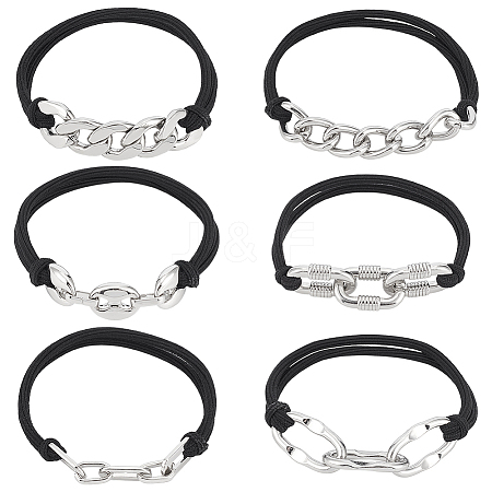 6Pcs 6 Styles Elastic Hair Ties OHAR-ME0001-16A-1